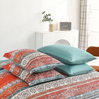 Cottolester Boho Full Comforter Set 8 Pieces, Terracotta Comforter Bohemian Striped Bed in A Bag,Soft Microfiber Bedding Set for All Seasons