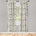 Ambesonne Dahlia Curtains, Vintage Style Garden Flower Sketches of Dahlia and Chrysanthemum Botany Theme, Window Treatments 2 Panel Set for Living Room Bedroom, Pair of - 28" x 95", Beige Black