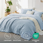 Bedsure King Size Comforter Set - Light Blue Soft Bedding for All Seasons, Cationic Dyed Bed Set, 3 Pieces, 1 King Size Comforter (104"x90") and 2 Pillow Shams (20"x36"+2")
