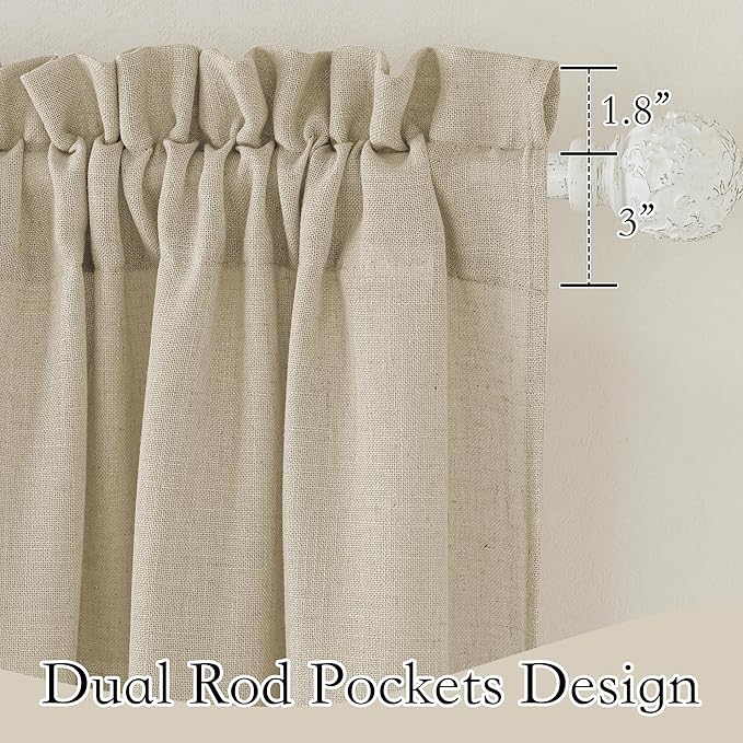 RYB HOME Sheer Curtains Linen Textured Semi Sheer Draperies Light Glare Filtering Privacy Sheer Backdrop for Bedroom Living Room Patio Door Window Decor, Beige, W 70 x L 95 inch, 2 Pcs