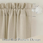 RYB HOME Semi Sheer Curtains - Linen Sheer Curtains Privacy Window Decor for Living Room Home Office Cafe Bay Window, Beige, 52 x 108 inch Long, 2 Pcs