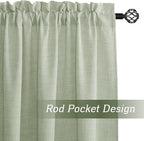 RYB HOME Linen Sheer Curtains and Drapes for Living Room and Dining Room 102 inches Length, Breathable Weave Textured/Rod Pocket Semi Sheer Curtains, Sage Green, W 52 x L 102 inches, 2 Panels Set