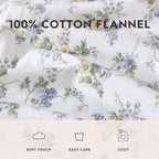 Laura Ashley - Flannel Sheets Queen Size, Anti-Pilling & Wrinkle Resistant Cotton, Touchably Soft for All-Season Comfort - Bed Sheets with Matching Pillowcases & Fitted Sheet (Le Fleur Cottage Blue)
