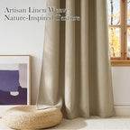 NICETOWN Short Faux Linen Oatmeal Blackout Curtains 63 inches Long for Kitchen - Privacy Panels for Living Room Bedroom, Modern Farmhouse Style Easy Care Grommet Top, 2 Panels, W42 by L63
