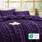 Bedsure Tufted Boho Comforter Set California King - Purple Boho Bed Set, GentleSoft™ 3 Pieces Farmhouse Shabby Chic Embroidery Bedding, Gifts for Woman, Soft Jacquard Comforter for All Seasons
