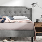 ZINUS Kellen Upholstered Scalloped Platform Bed Frame, Mattress Foundation, Wood Slat Support, No Box Spring Needed, Easy Assembly, King