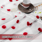 MYSKY HOME Short Curtains for Bedroom 54 Inches Long Merry Christmas Red Pom Pom White Sheer Curtains Kitchen Bathroom Nursery Boys Kids Room Rod Pocket 2 Pieces Small Window 52" x 54"