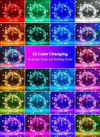 Brightown Plug in Fairy Lights Color Changing - 22 Colors 33FT 100 LED Fairy Lights with Remote,Halloween String Lights Indoor with 12 Lighting Modes, Multicolor Christmas Light for Bedroom Classroom