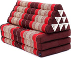 Leewadee 3-Fold Mat XXL with Triangle Cushion – Firm TV Pillow, Foldable Mattress with Cushion Made of Kapok, 67 x 31 inches, Red