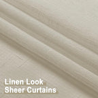 Aiyufeng Kirei Farmhouse Faux Linen Sheer Curtains 63 Inches Long, Light Filtering Solid Drapes for Window, 1 Pair Natural Linen Look Curtains Sheer for Bedroom (Set of 2, 40 by 63Inch, Natural)