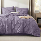 Bedsure Full Comforter Set Grayish Purple - Bed in a Bag Full Size Bedding Set 7 Pieces, GentleSoft™ Pintuck Bed Set Gift for Family, Pinch Pleat All Season Comforter with Sheets, Pillowcases & Shams