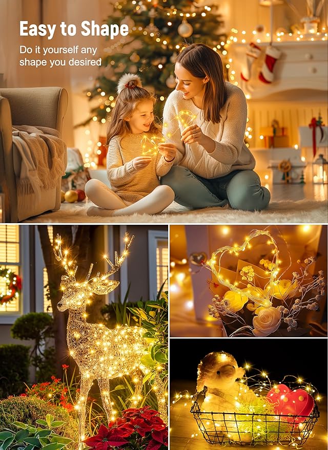 Minetom Twinkle Fairy Lights, 33 ft 100 LED USB Plug in String Lights with Remote and Timer, Waterproof 8 Modes for Bedroom Indoor Wreath DIY Party Wedding Christmas Holiday Decoration