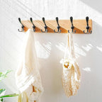 Dseap Coat Rack Wall Mounted - 24" Long 6 Tri Hooks, Heavy Duty Wooden Wall Coat Hanger Coat Hook for Clothes Hat Jacket Clothing, Weathered Brown and Black, Pack of 2