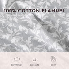 Laura Ashley - Flannel Sheets King Size, Anti-Pilling & Wrinkle Resistant Cotton, Touchably Soft for All-Season Comfort - Bed Sheets with Matching Pillowcases & Fitted Sheet (Crestwood Pastel Grey)
