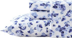 Laura Ashley - Flannel Sheets Twin Size, Anti-Pilling & Wrinkle Resistant Cotton, Touchably Soft for All-Season Comfort - Bed Sheets with Matching Pillowcase & Fitted Sheet (Emelisa Blue)