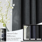 NICETOWN Short Faux Linen Charcoal Gray Blackout Curtains 63 inches Long for Kitchen - Privacy Panels for Living Room Bedroom, Modern Farmhouse Style Easy Care Grommet Top, 2 Panels, W42 by L63