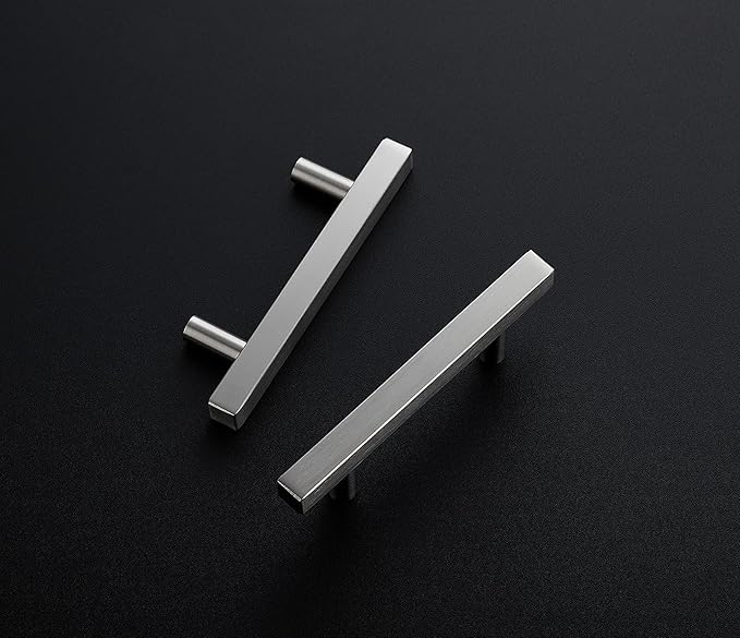 Ravinte 10 Pack Cabinet Handles 3 Inch Brushed Nickel Cabinet Pulls Square Hardware for Kitchen Cabinets - 5 Inch Total Length
