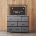 WLIVE 8 Drawer Dresser for Bedroom, Fabric Dresser with Large Storage Drawer Unit for Entryway, Chest of Drawers for Living Room, Dark Grey