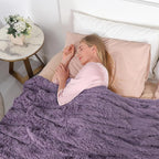Tuddrom Decorative Extra Soft Faux Fur Blanket Queen Size 80"x90",Solid Reversible Fuzzy Fluffy Plush Fleece Comfy Microfiber Fur Blanket for Couch Sofa Bed,Patrican Purple