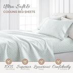 Linen Market Double-Brushed Patterned Microfiber Queen Sheet Set 4 Piece – Oeko-TEX Certified Ultra Soft & Wrinkle-Free - 16" Deep Pocket Sheets - Easy Care Queen Size - Burst of Vines Light Blue