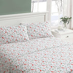 Laura Ashley - Flannel Sheets Queen Size, Anti-Pilling & Wrinkle Resistant Cotton, Touchably Soft for All-Season Comfort - Bed Sheets with Matching Pillowcases & Fitted Sheet (Jolly Cardinals Green)