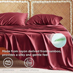 Bedsure King Size Sheets Set, Cooling Sheets for Hot Sleepers, Rayon Derived from Bamboo, Breathable & Soft, Deep Pocket Up to 16 Inches, Hotel Luxury Silky Bedding, Burgundy