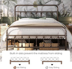 Yaheetech Classic Metal Platform Bed Frame Mattress Foundation with Victorian Style Iron-Art Headboard/Footboard/Under Bed Storage/No Box Spring Needed/Full Size Bronze