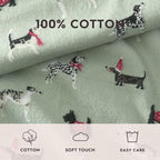 Laura Ashley - Flannel Sheets Queen Size, Anti-Pilling & Wrinkle Resistant Cotton, Touchably Soft for All-Season Comfort - Bed Sheets with Matching Pillowcases & Fitted Sheet (Holiday Pups Green)