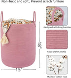 Cotton Rope Laundry Basket Hamper for Clothes Woven Storage Basket for Living Room Bedroom Boho Tall Rope Baskets for Blanket Toys Pillow Towels Baby Nursery Hamper Bin grape purple