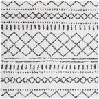 SAFAVIEH Arizona Shag Collection Area Rug - 5'1" Square, Ivory & Black, Moroccan Design, Non-Shedding, 1.6-inch Thick, Ideal for High Traffic Areas in Living Room, Bedroom (ASG741Z-5SQ)