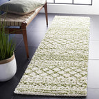 SAFAVIEH Arizona Shag Collection Area Rug - 2'6" x 14' Runner, Ivory & Green, Non-Shedding & Easy Cleaning, Plush Thick Pile, Ideal for Living Room, Bedroom, Dining Space (ASG741Y)