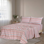 RUVANTI Flannel Sheets Queen Size - 100% Cotton Double Brushed Bed Sheets, Deep Pockets 16 Inches Queen Sheet Set, All Seasons Breathable & Extra Soft - Warm & Cozy, 4 Piece, Multi Chevron Stripe