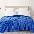 Exclusivo Mezcla Plush Fuzzy Fleece Bed Blanket Queen Size, Super Soft, Fluffy and Warm Blankets Suitable for All Seasons (Cobalt Blue, 90x90 Inches)