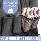Tiblue Over The Door Shoe Organizers 35 Mesh Pockets Hanging Shoe Organizer Shoe Rack For Closet Entryway Bedroom Bathroom Pantry Shoe Holder, Men Sneakers, Women High Heeled Shoes, Flip Flops Black