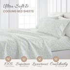 Linen Market Double-Brushed Patterned Microfiber Full Sheet Set 4 Piece – Oeko-TEX Certified Ultra Soft & Wrinkle-Free - 16" Deep Pocket Sheets - Easy Care Full Size - Wildflower Light Blue