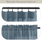 RYB HOME Extra Long Linen Curtains Semi Sheer Drapes Natural Linen Textured Blend Boho Window Decor for Living Room Bedroom Front Door High Ceiling Window, Stone Blue, W 52 x L 84, 1 Pair
