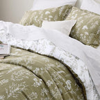 Bedsure California King Comforter Set - Olive Green Bed Set, 3 Pieces Cute Floral Bedding, 1 Soft Reversible Botanical Flowers Comforter and 2 Pillow Shams