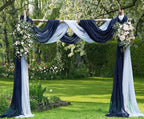 LinenZone Navy Window Scarf Valance in 216 Inch Size. Use Window Scarves as Canopy Bed or Backdrop Curtains, Curtain Scarf, or Sheer Fabric for Draping. (Amazing 55 x 216, Navy)