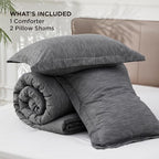 Bedsure Full Comforter Set - Charcoal Grey Soft Bedding for All Seasons, Cationic Dyed Bed Set, 3 Pieces, 1 Full Size Comforter (82"x86") and 2 Pillow Shams (20"x26"+2")