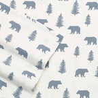 Eddie Bauer - Flannel Sheets King Size, Anti-Pilling & Wrinkle Resistant Cotton, Touchably Soft for All-Season Comfort - Bed Sheets with Matching Pillowcases & Fitted Sheet (Bears and Trees Blue)