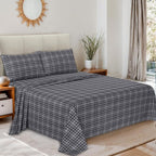 RUVANTI Flannel Sheets Twin XL Size - 100% Cotton Double Brushed Twin XL Sheet Sets, Deep Pockets 16 Inches, All Seasons Breathable & Extra Soft Bed Sheets, Warm & Cozy, 3 Piece, Grey Plaid