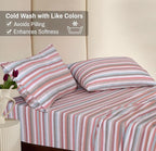 RUVANTI Flannel Sheets Full Size - 100% Cotton Double Brushed Bed Sheets Set, Deep Pockets 16 Inches, All Seasons Breathable & Extra Soft Full Sheets, Warm & Cozy, 4 Piece, Multi Chevron Stripe
