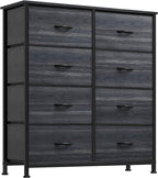 YITAHOME Dresser with 8 Drawers - Fabric Storage Tower, Organizer Unit for Bedroom, Living Room, Hallway, Closets - Sturdy Steel Frame, Wooden Top & Easy Pull Fabric Bins, Burlywood Grain