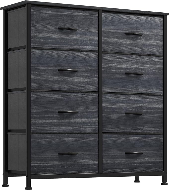 YITAHOME Dresser with 8 Drawers - Fabric Storage Tower, Organizer Unit for Bedroom, Living Room, Hallway, Closets - Sturdy Steel Frame, Wooden Top & Easy Pull Fabric Bins, Burlywood Grain