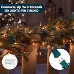 Joiedomi Clear Christmas String Lights Indoor,150 Count Mini Warm White Fairy Light,31.2FT Lighting Decor for Patio Dorm Classroom Bedroom Holiday Wedding Party Garland Birthday Festival,Green Wire