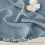 RYB HOME Thick Blue Linen Curtains 72 inch Length for Home Office Nursery, Thick Heavy Textured Breathable Privacy Assured Wrinkle Resistance Boho, W 52 x L 72 inches, Dusty Blue, 2 Panels