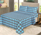 RUVANTI Flannel Sheets Full Size - 100% Cotton Double Brushed Bed Sheets Set, Deep Pockets 16 Inches, All Seasons Breathable & Extra Soft Full Sheets, Warm & Cozy, 4 Piece, Teal Plaid