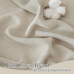 RYB HOME Linen Woven Curtains 36 Inch Length, Flax Linen Blend Small Drapes Soften Sunlight Thermal Curtains for Farmhouse, Cafe, RV, Bus, Office, W 52 x L 36 inches, Angora, 2 Pack