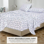 RUVANTI Flannel Sheets Full Size - 100% Cotton Double Brushed Bed Sheets Set, Deep Pockets 16 Inches, All Seasons Breathable & Extra Soft Full Sheets, Warm & Cozy, 4 Piece, Cloud Nine
