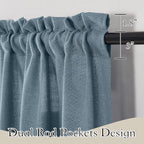 RYB HOME Stone Blue Sheer Curtains 84 inch Length Soft Linen Texture Curtains Light Glare Filering Privacy Window Decor for Living Room Sliding Door Picture Window, W 52 x L 84 inch, 2 Panels